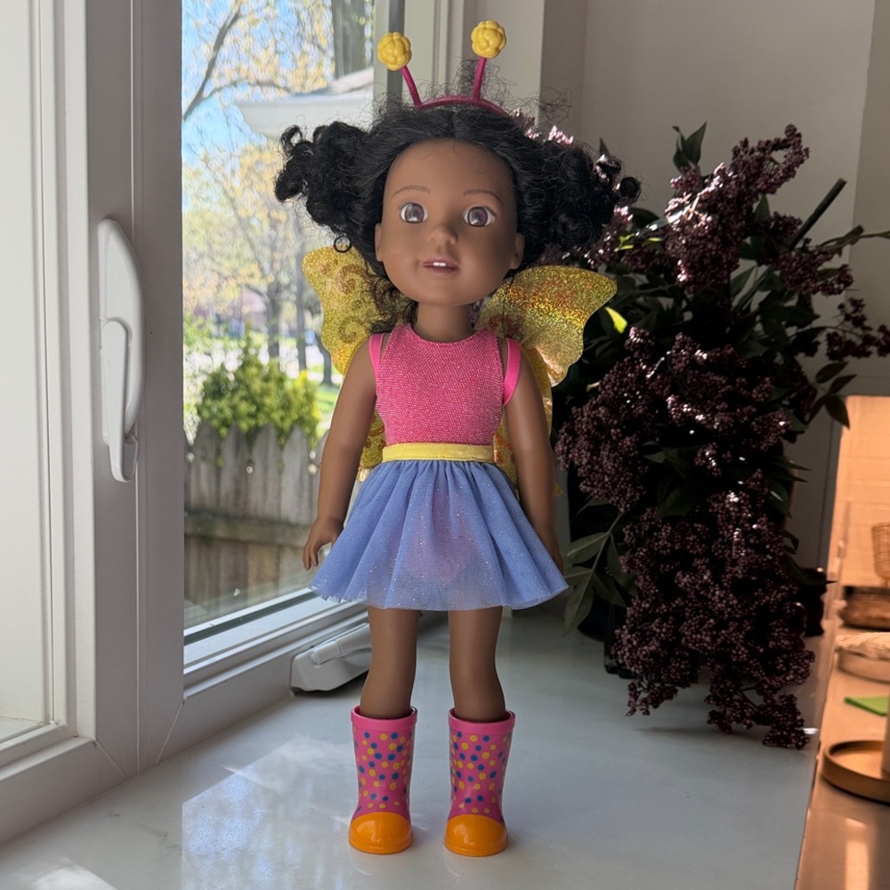 American Girl Wellie Wisher Kendall Fairy Doll in Pink, Blue, Yellow and Orange